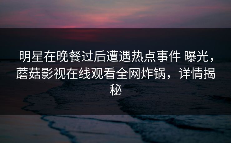 明星在晚餐过后遭遇热点事件 曝光，蘑菇影视在线观看全网炸锅，详情揭秘